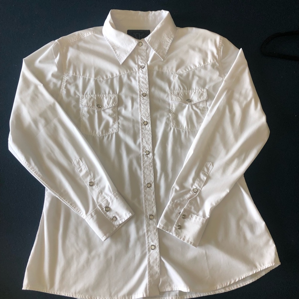 White Cowgirl Hardware Rodeo Shirt Size Large
